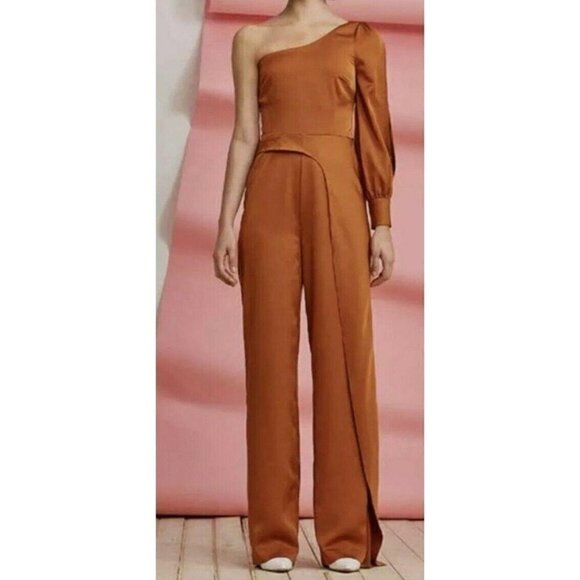 Foxiedox Rust Winter Satin Jumpsuit Bishop Sleeve NWT MEDIUM